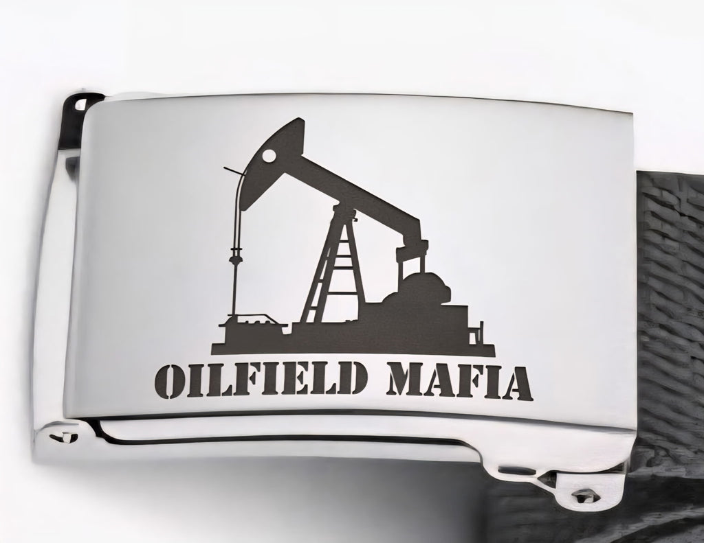 Custom Engraved Oilfield Belt - Men's Tactical Web Belt with Personalized Buckle
