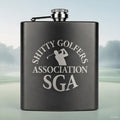 SGA Golf Flask Custom Engraved - Shitty Golfers Association Black Hip Flask