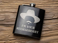 Doc Holliday Custom Engraved Black Flask - Personalized Whiskey Hip Flask