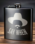 Doc Holliday Custom Engraved Flask - Personalized Whiskey Hip Flask